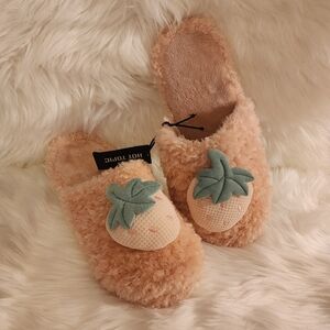 Hot Topic Fuzzy Strawberry plush Slippers large